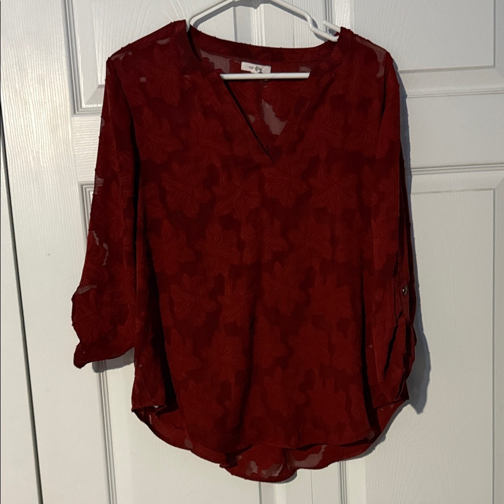 Maurices Deep Red Floral Blouse